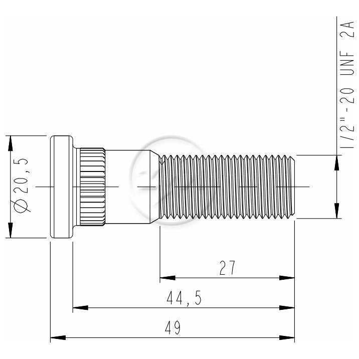 Kit 50 Parafuso de Roda 1/2"-20UNF x 44,5/49 - ZM - 3010241 - (2)