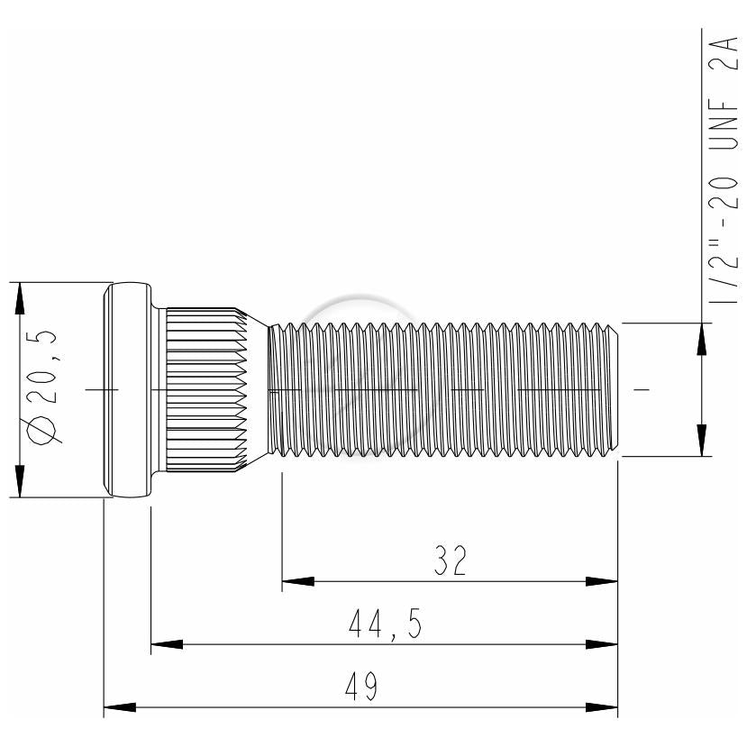 Kit 50 Parafuso de Roda 1/2"-20UNF x 44,5/49 - ZM - 3010242 - (2)