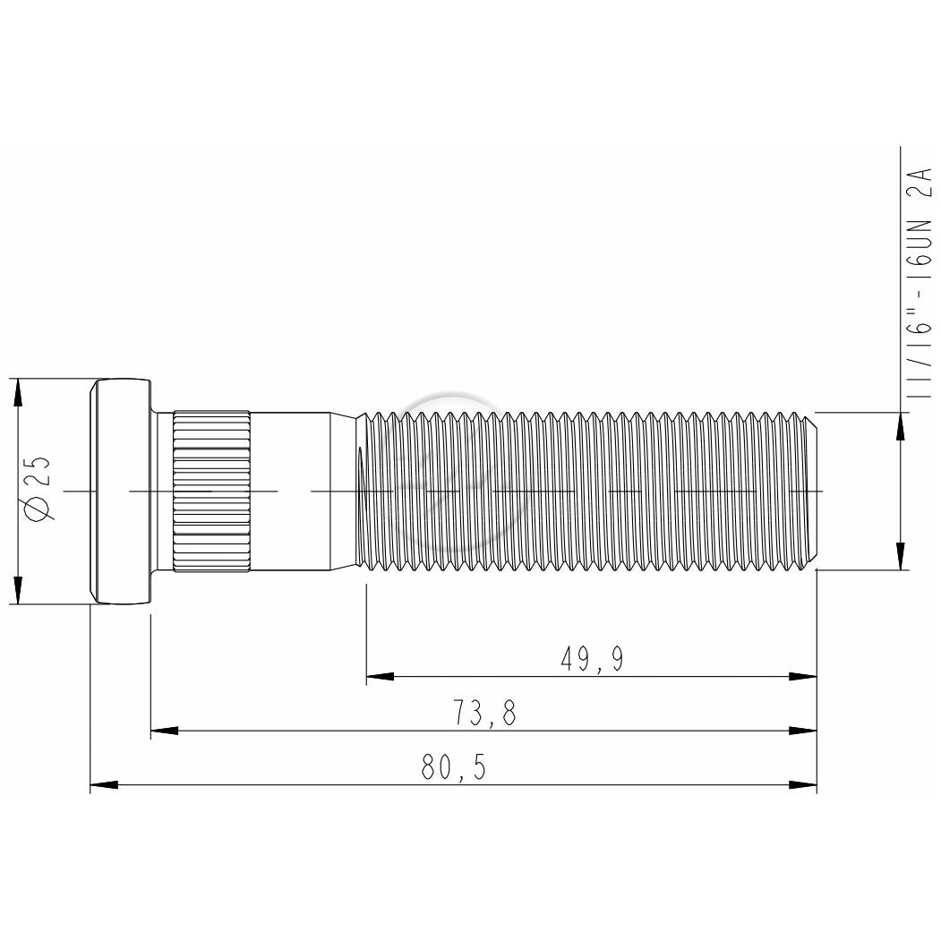 Kit 30 Parafuso de Roda 11/16"-16UN x 73,8/80,5 - ZM - 3011631 - (2)