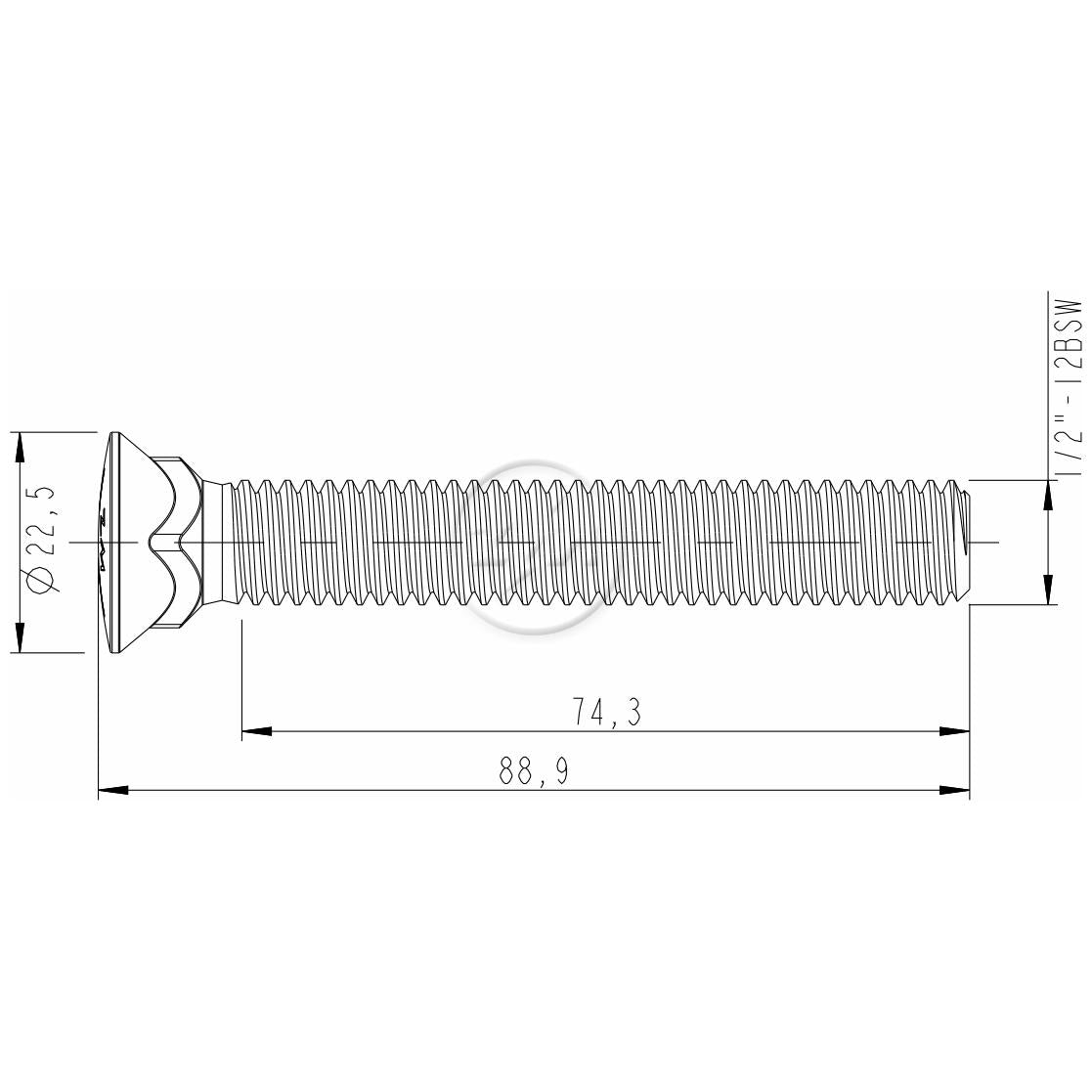 Kit 50 Parafuso Lâmina Trator 1/2"-12BSW x 3.1/2" - ZM - 3012050 - (2)