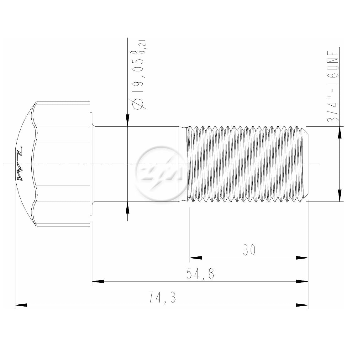 Kit 25 Parafuso da Esteira 3/4"-16UNF x 2,5/32" - ZM - 3030450 - (3)
