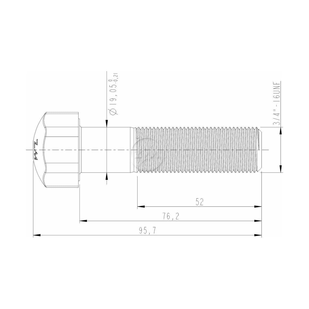 Kit 50 Parafuso da Esteira 3/4"-16UNF x 3" - ZM - 30.304.52 - (3)