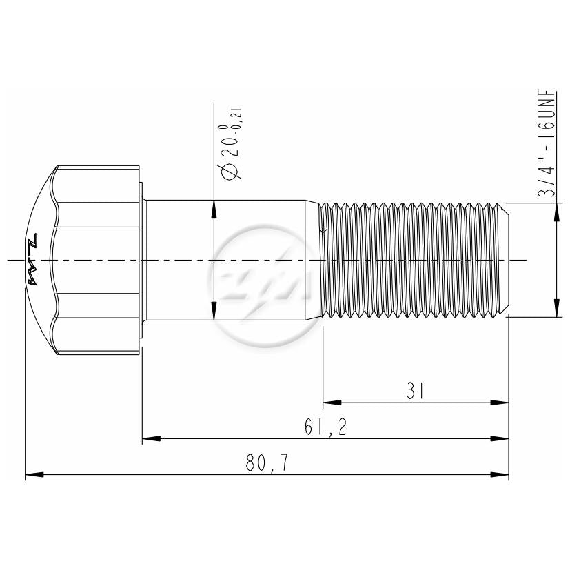Kit 25 Parafuso da Esteira 3/4"-16UNF x 2,13/32" - ZM - 3030455 - (2)