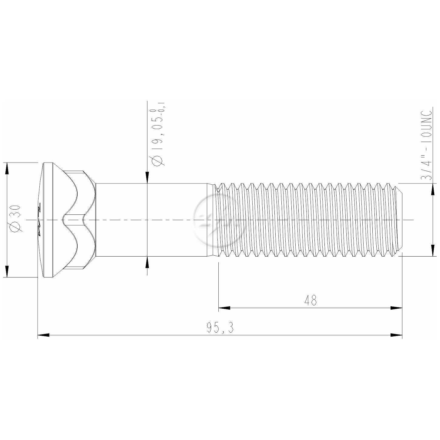 Kit 50 Parafuso Lâmina Trator 3/4"-10UNC x 3,3/4" - ZM - 3034074 - (2)