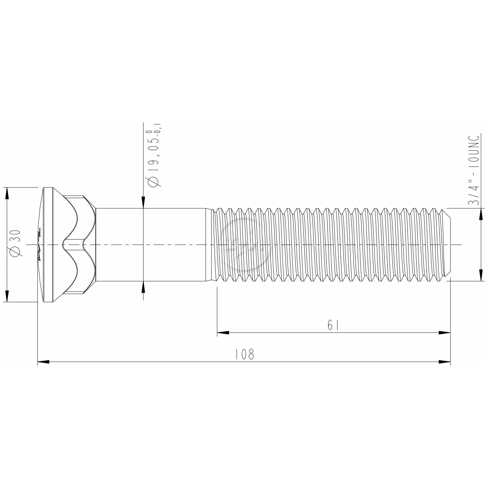 Kit 50 Parafuso Lâmina Trator 3/4"-10UNC x 4,1/4" - ZM - 3034075 - (2)