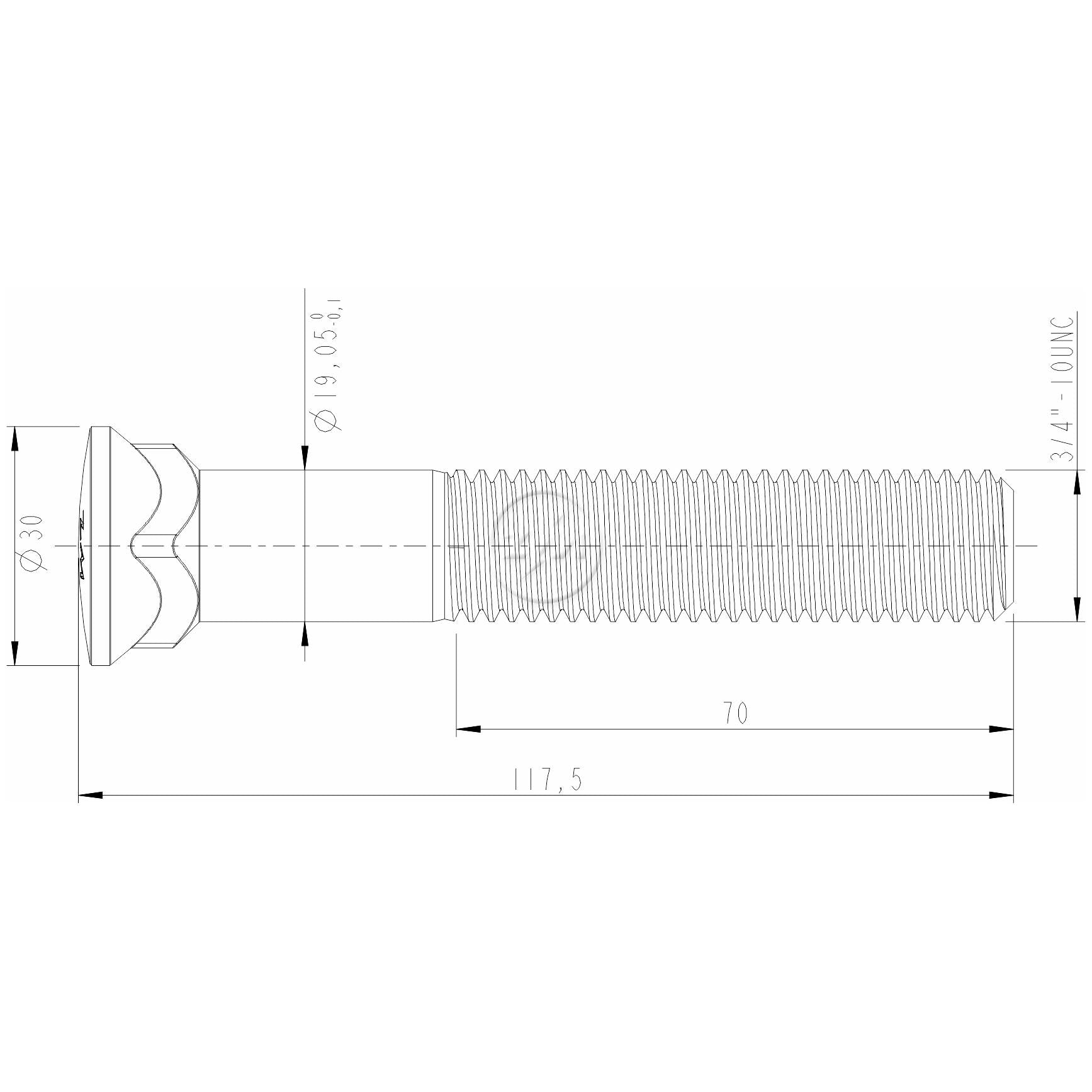 Kit 50 Parafuso Lâmina Trator 3/4"-10UNC x 4,5/8" - ZM - 3034076 - (2)