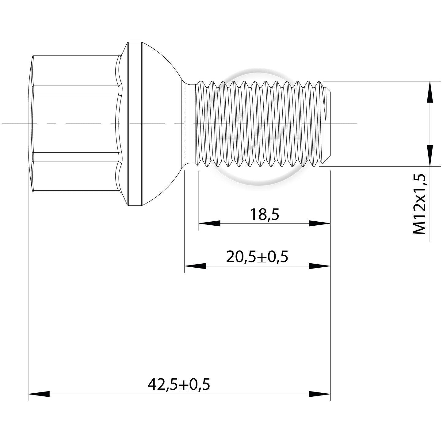 Kit 50 Parafuso de Roda M12-1,5 x 20,5/42,5 x CH17 - ZM - 3041252 - (2)