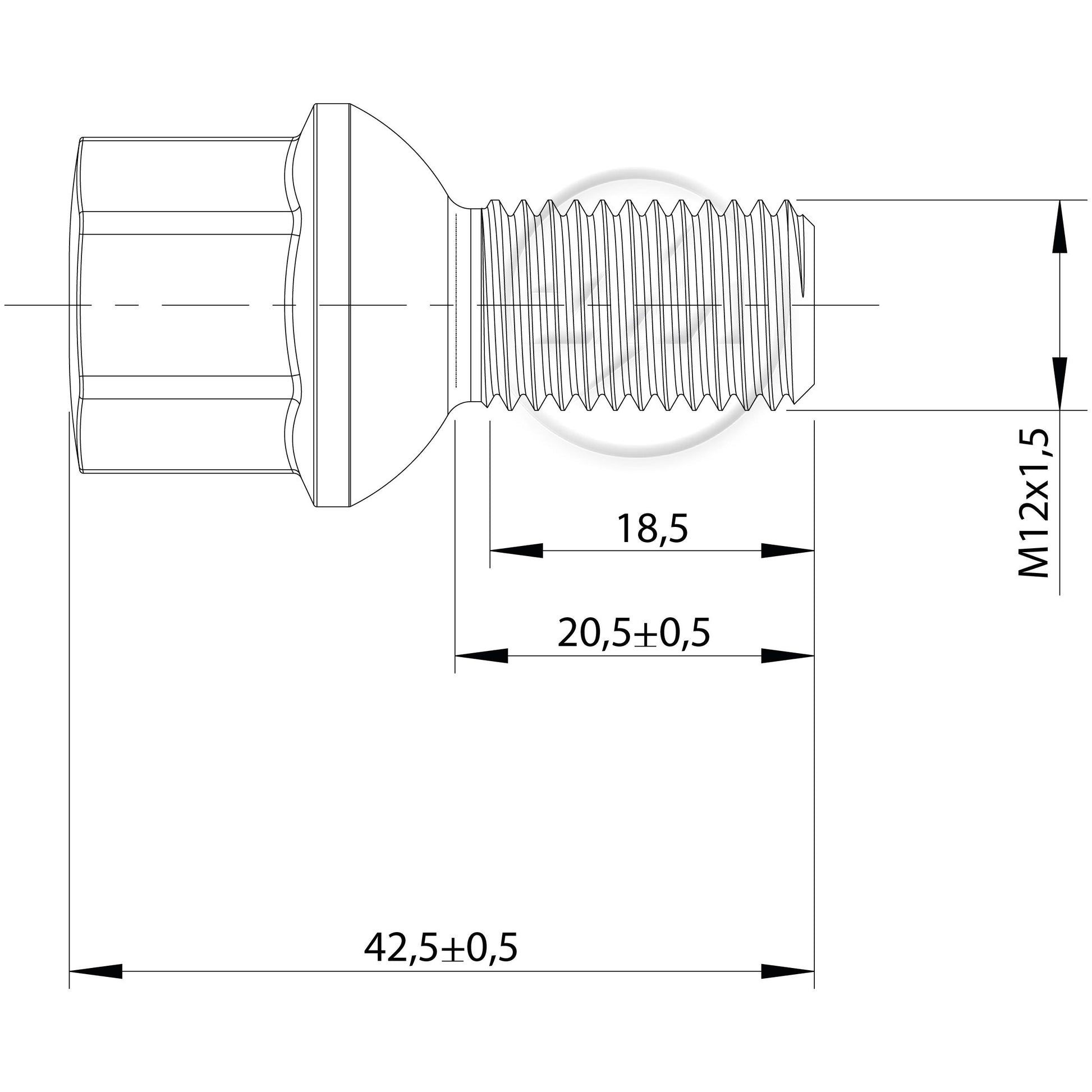 Kit 50 Parafuso de Roda M12-1,5 x 20,5/42,5 x CH17 - ZM - 3041252 - (2)