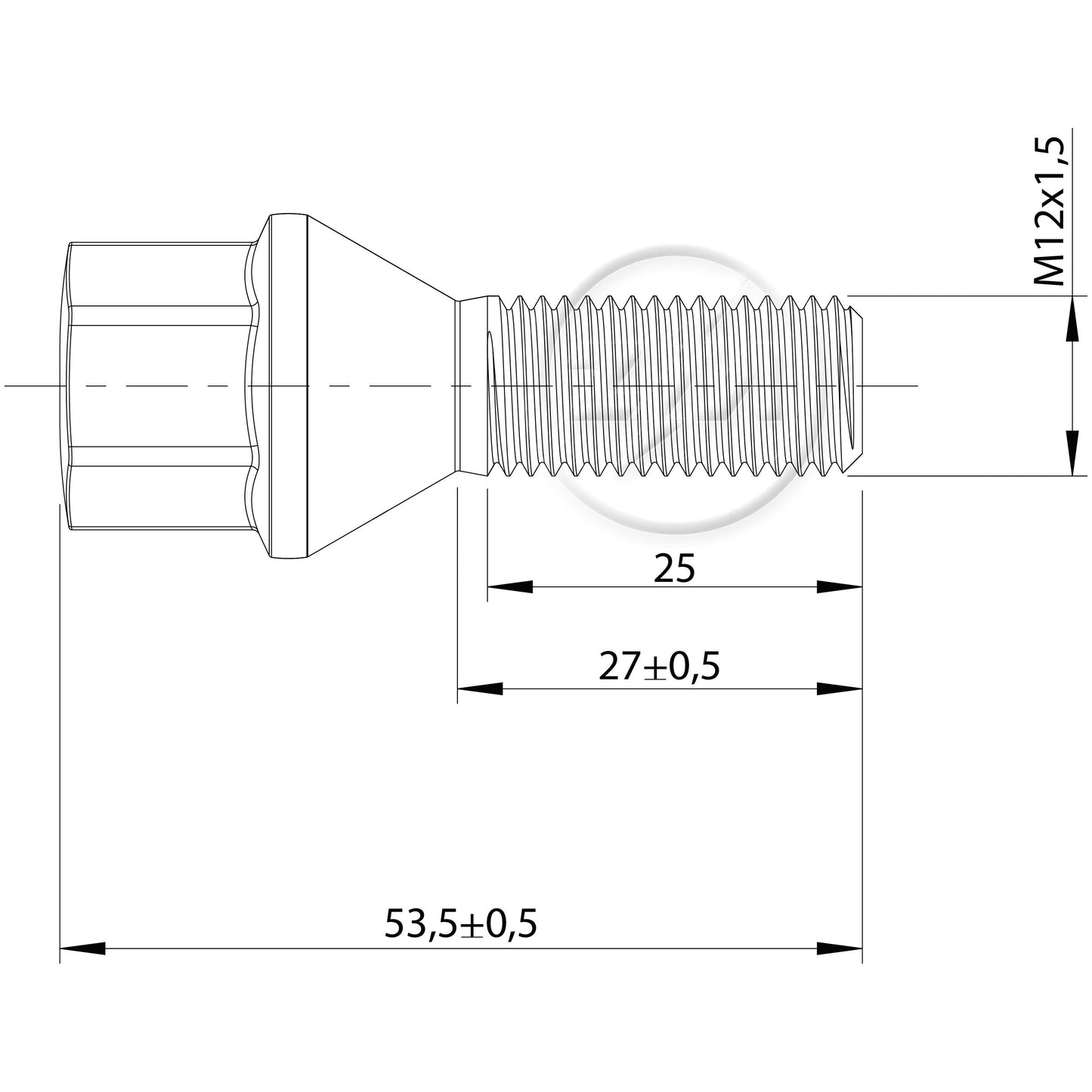 Kit 50 Parafuso de Roda M12-1,5 x 27/53,5 x CH17 - ZM - 3041253 - (2)