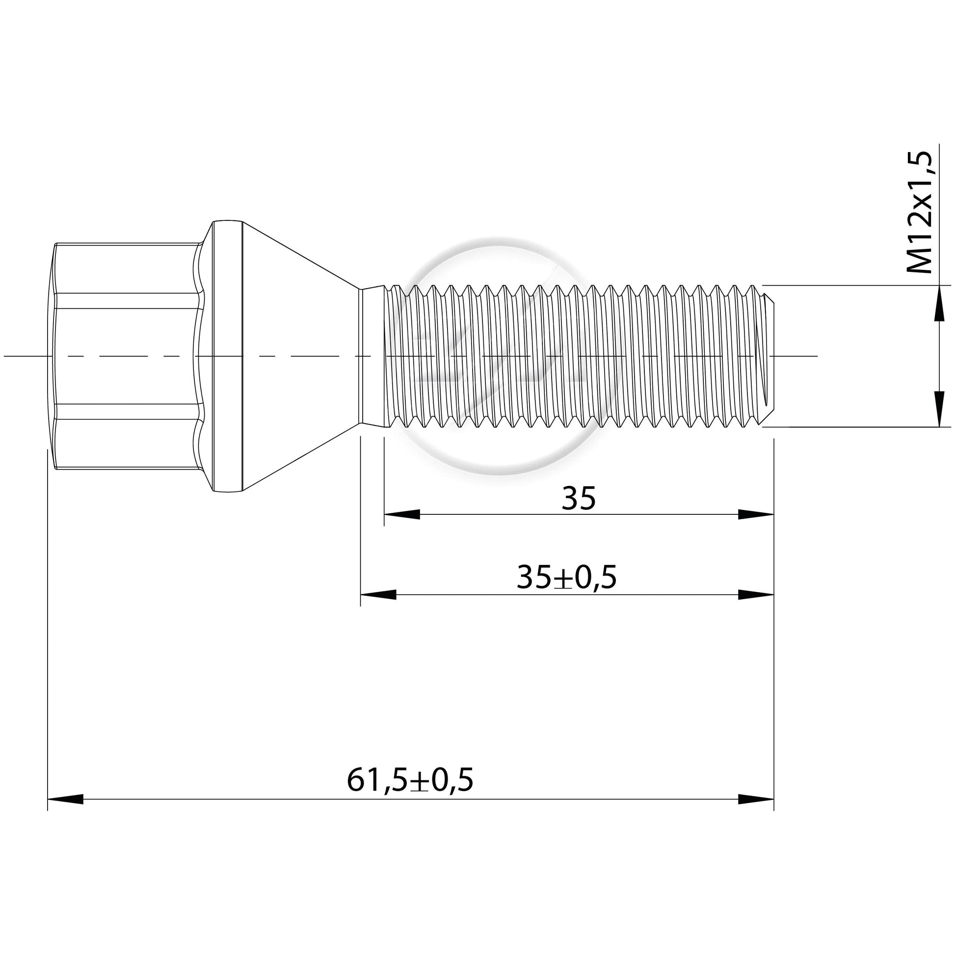 Kit 50 Parafuso de Roda M12-1.5 x 35/61,5 x CH17 - ZM - 3041254 - (2)