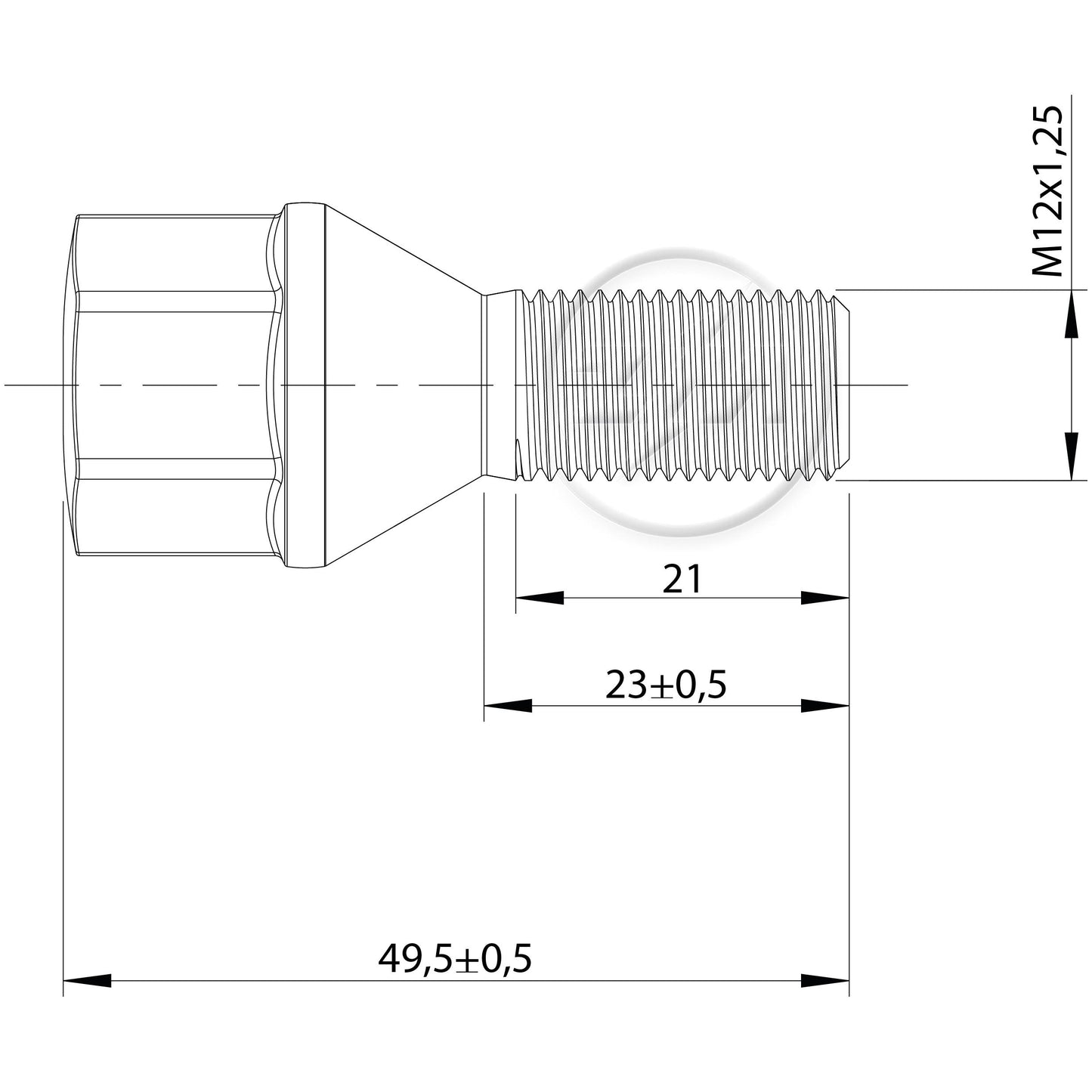 Kit 50 Parafuso de Roda M12-1,25 x 23/49,5 x CH19 - ZM - 3041269 - (2)