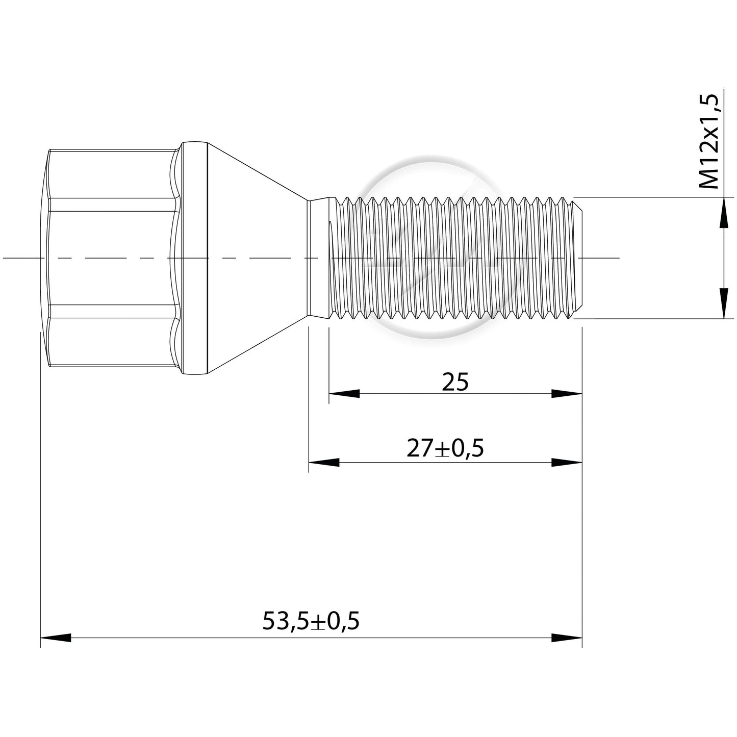 Kit 50 Parafuso de Roda M12-1,25 x 27/53,5 x CH19 - ZM - 3041270 - (2)