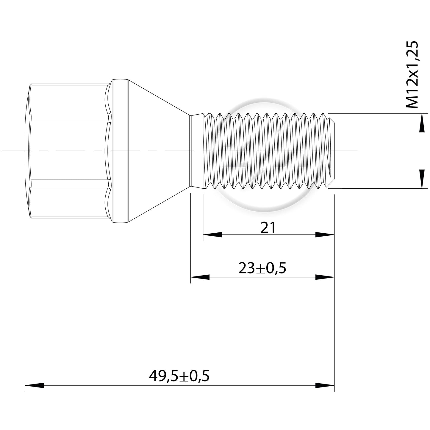 Kit 50 Parafuso de Roda M12-1,5 x 23/49,5 x CH19 - ZM - 3041280 - (2)