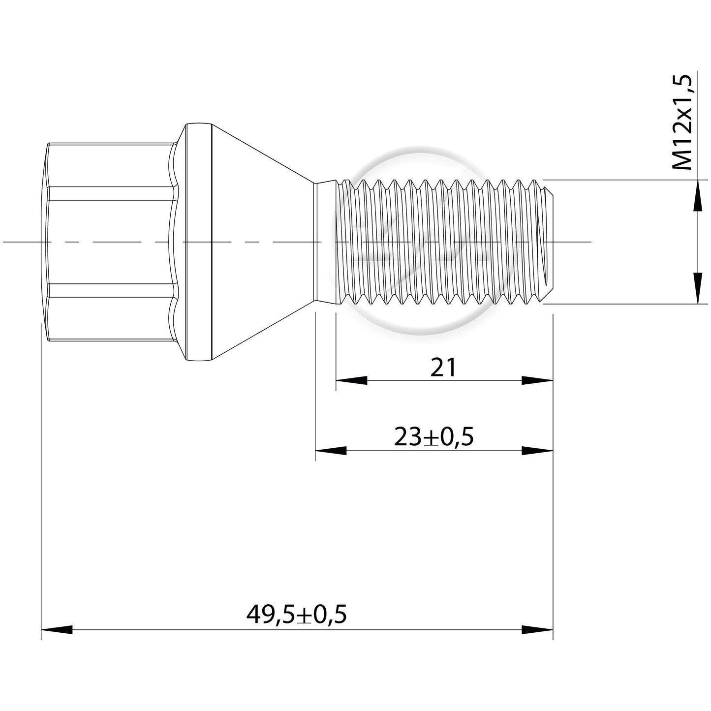 Kit 50 Parafuso de Roda M12-1.5 x 23/49,5 x CH17 - ZM - 3041281 - (2)
