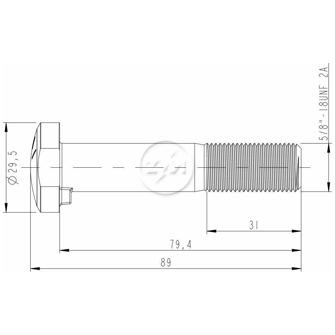 Kit 25 Parafuso de Roda 5/8"-18UNF x 79,4/89 - ZM - 3050830 - (2)