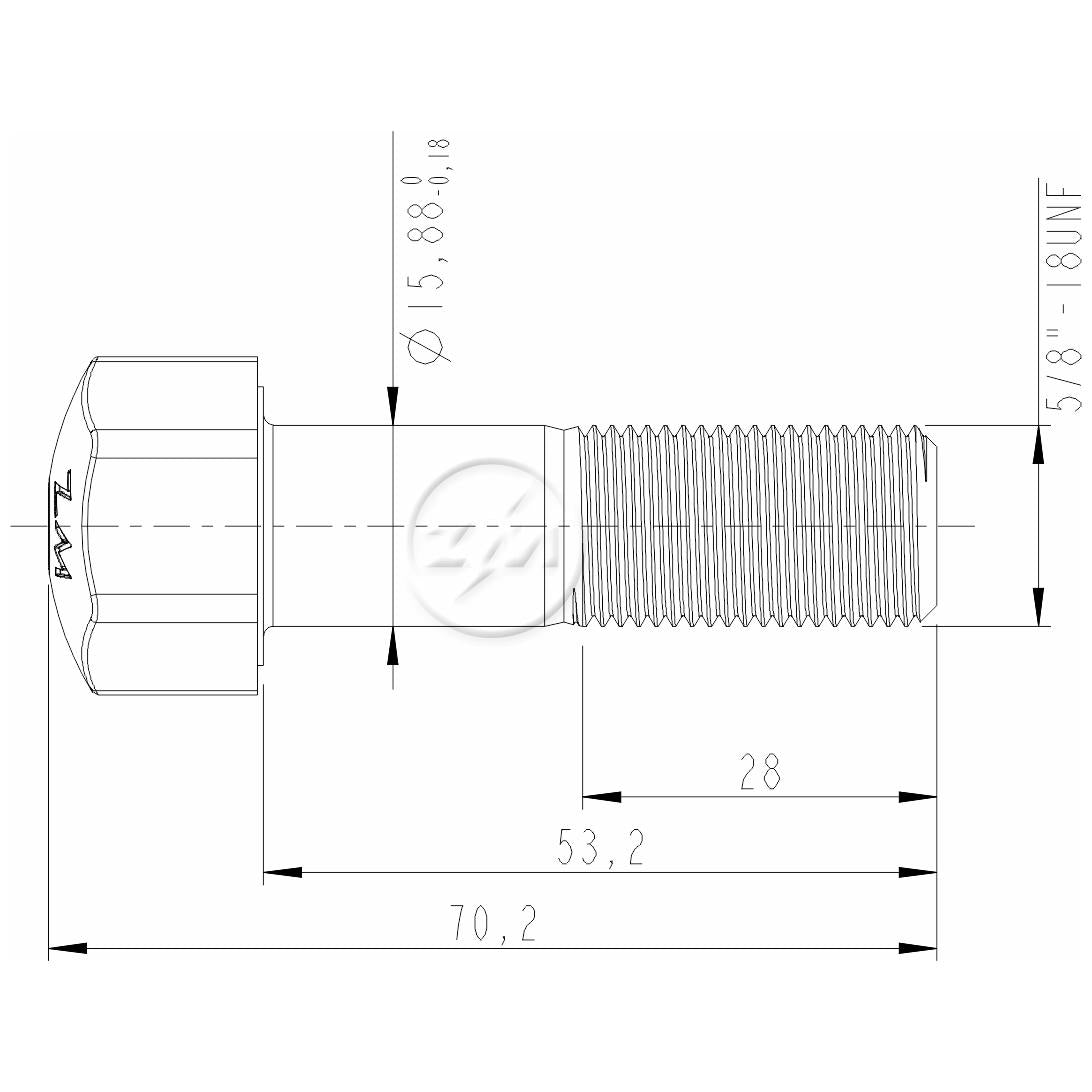 Kit 50 Parafuso da Esteira 5/8"-18UNF x 2,3/32" - ZM - 3050850 - (2)