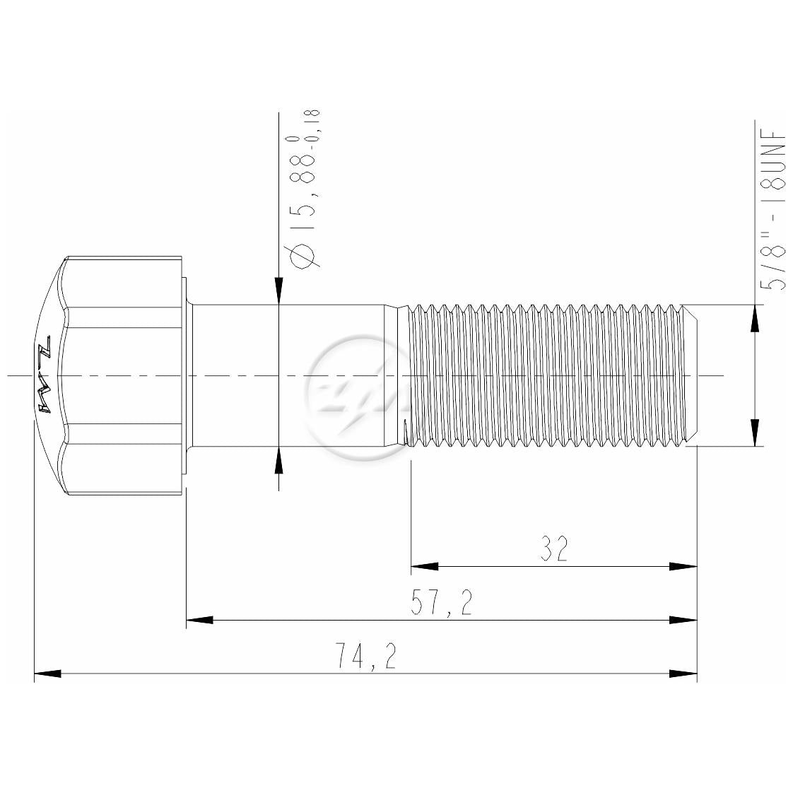 Kit 50 Parafuso da Esteira 5/8"-18UNF x 2,1/4" - ZM - 3050851 - (2)