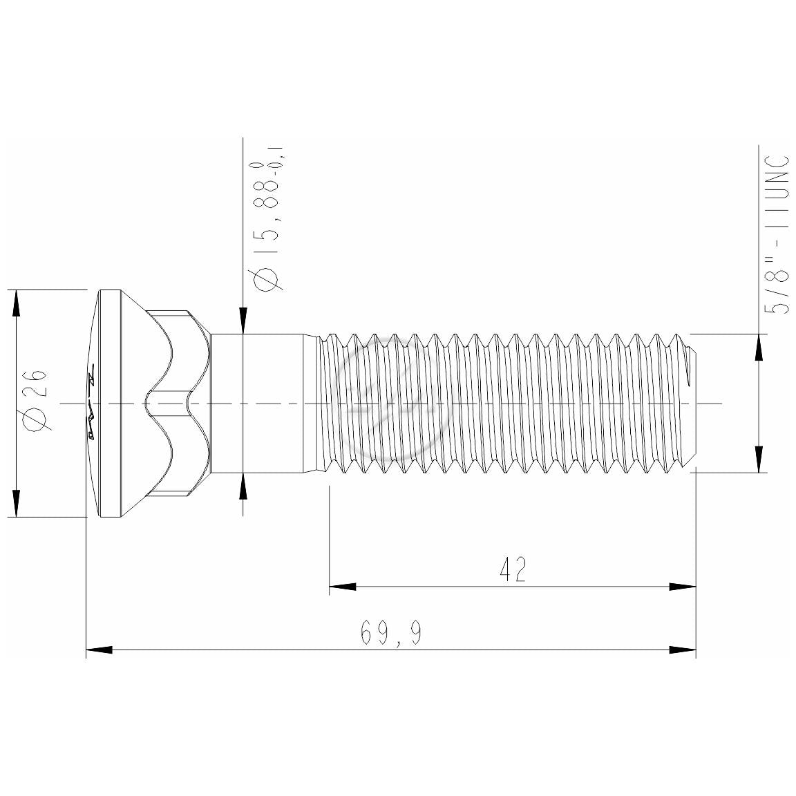 Kit 50 Parafuso Lâmina Trator 5/8"-11UNC x 2,3/4" - ZM - 3058074 - (2)
