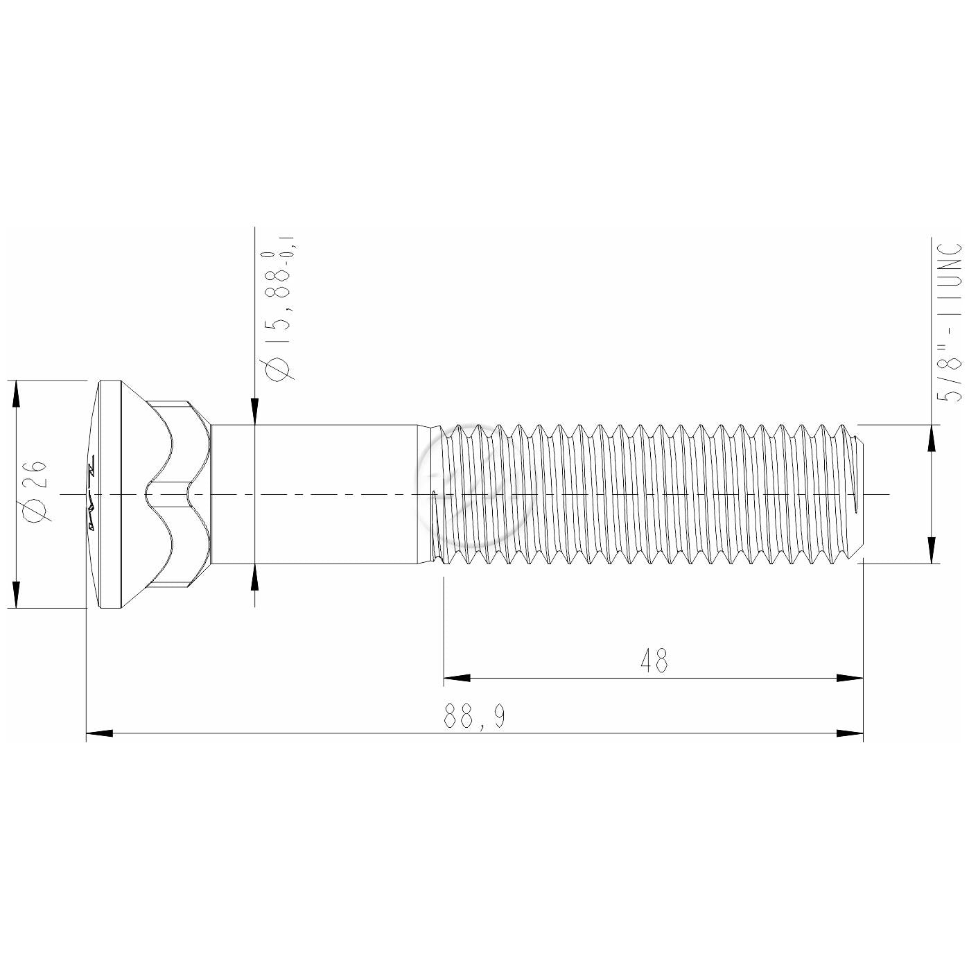 Kit 50 Parafuso Lâmina Trator 5/8"-11UNC x 3,1/2" - ZM - 3058077 - (2)