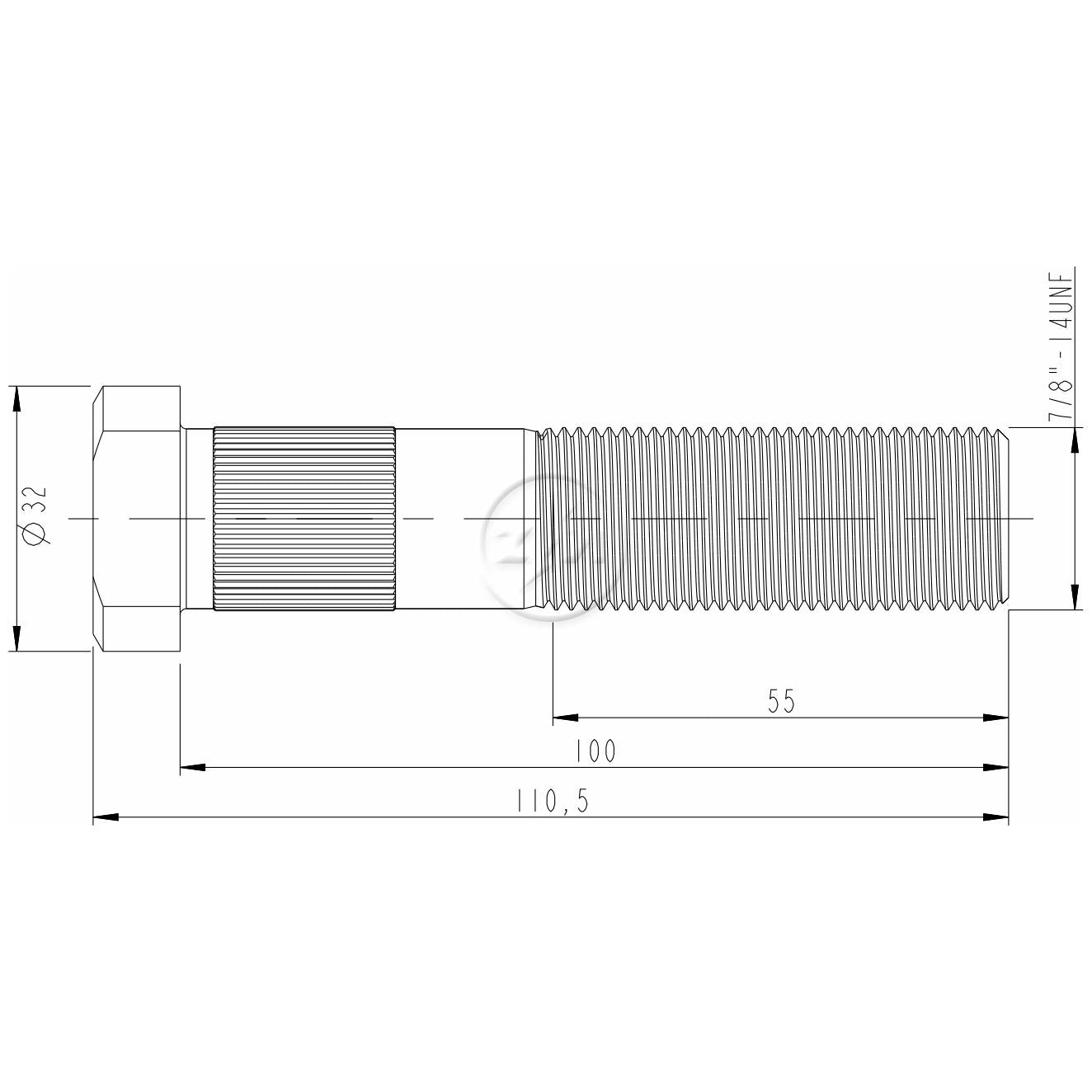 Kit 40 Parafuso de Roda 7/8"-14UNF x 100/110,5 - ZM - 3070839 - (2)