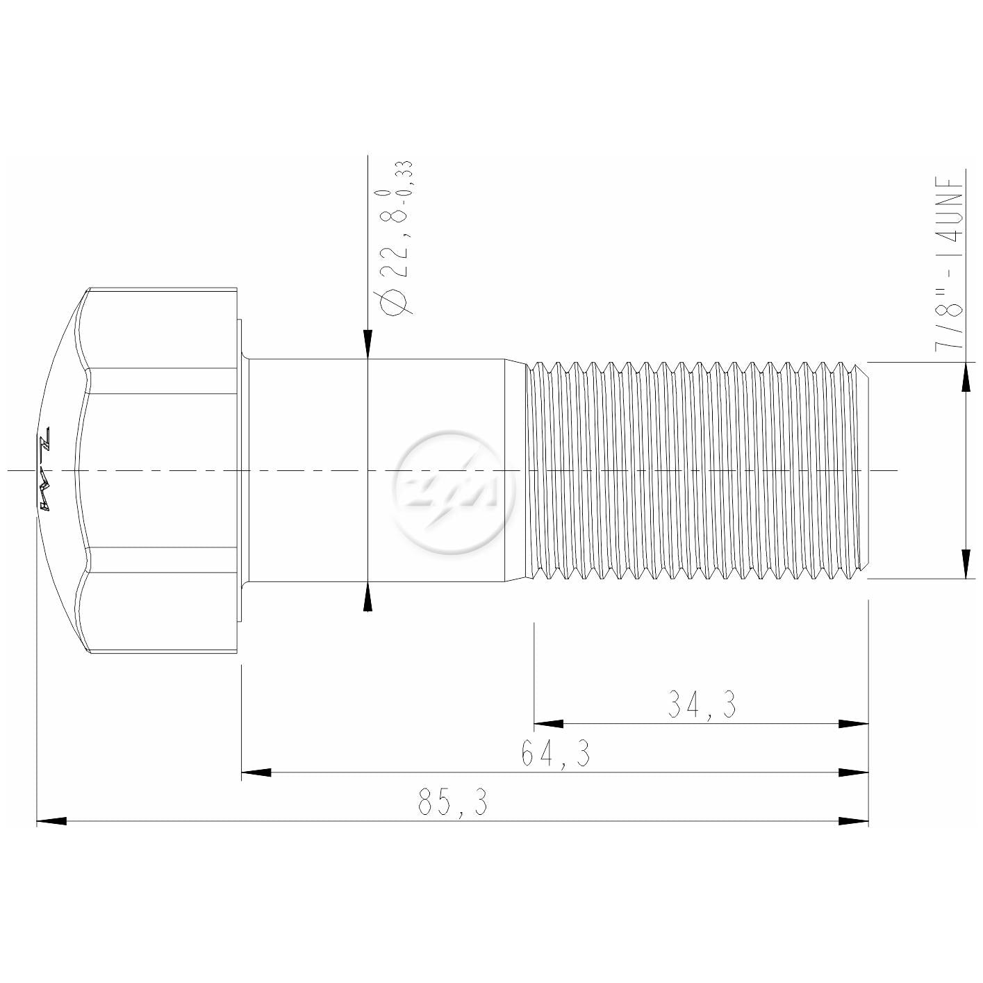 Kit 25 Parafuso da Esteira 7/8"-14UNF x 2,17/32" - ZM - 3070852 - (2)