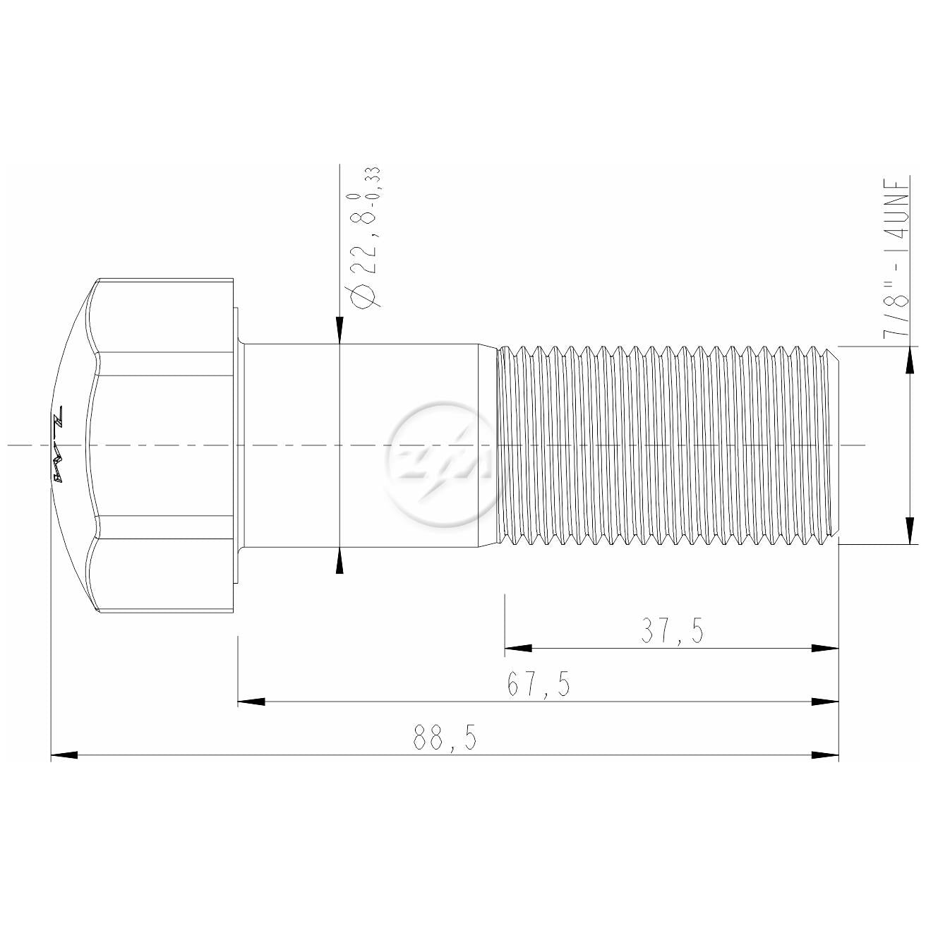 Kit 25 Parafuso da Esteira 7/8"-14UNF x 2,21/32" - ZM - 3070853 - (2)