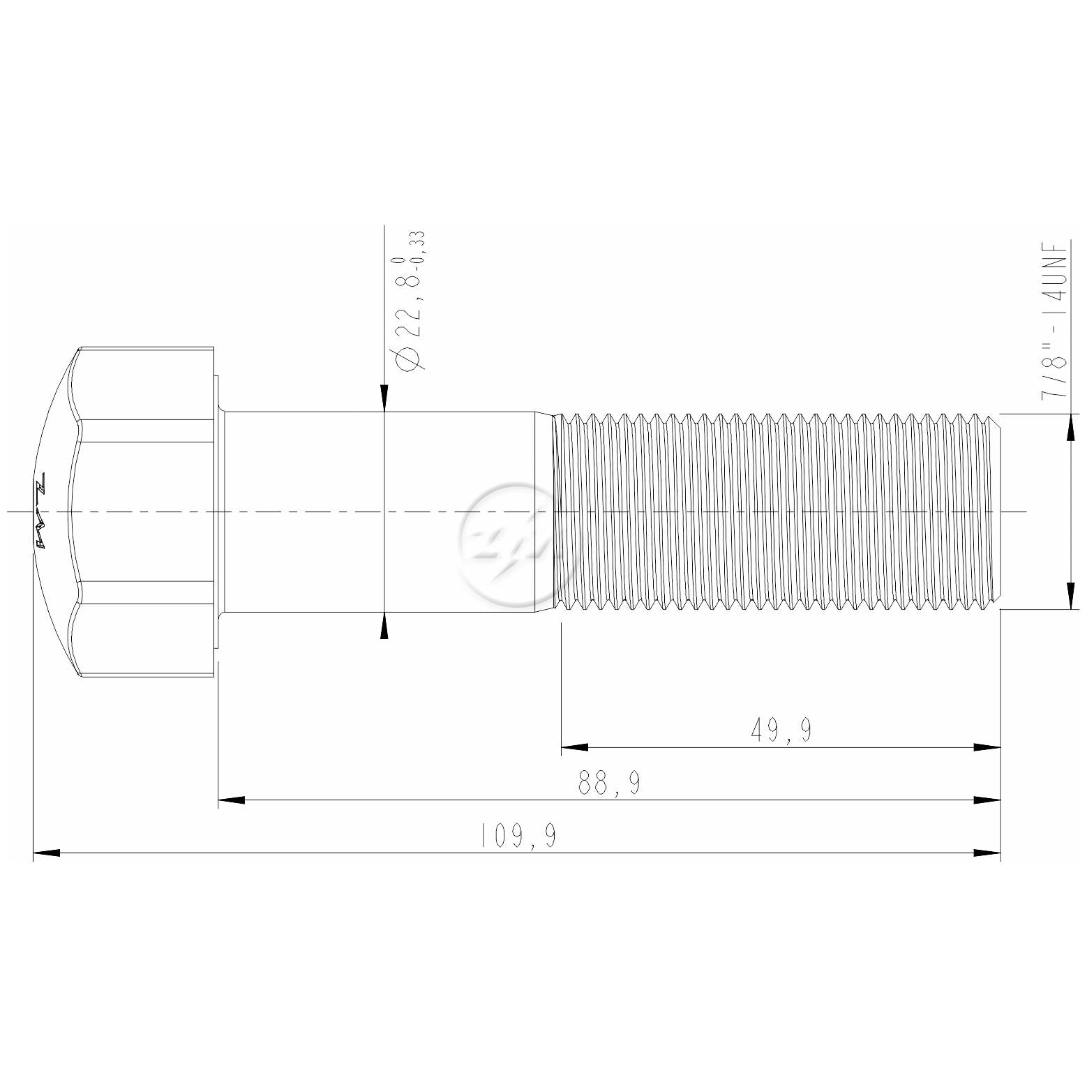 Kit 30 Parafuso da Esteira 7/8"-14UNF x 3,1/2" - ZM - 3070856 - (2)