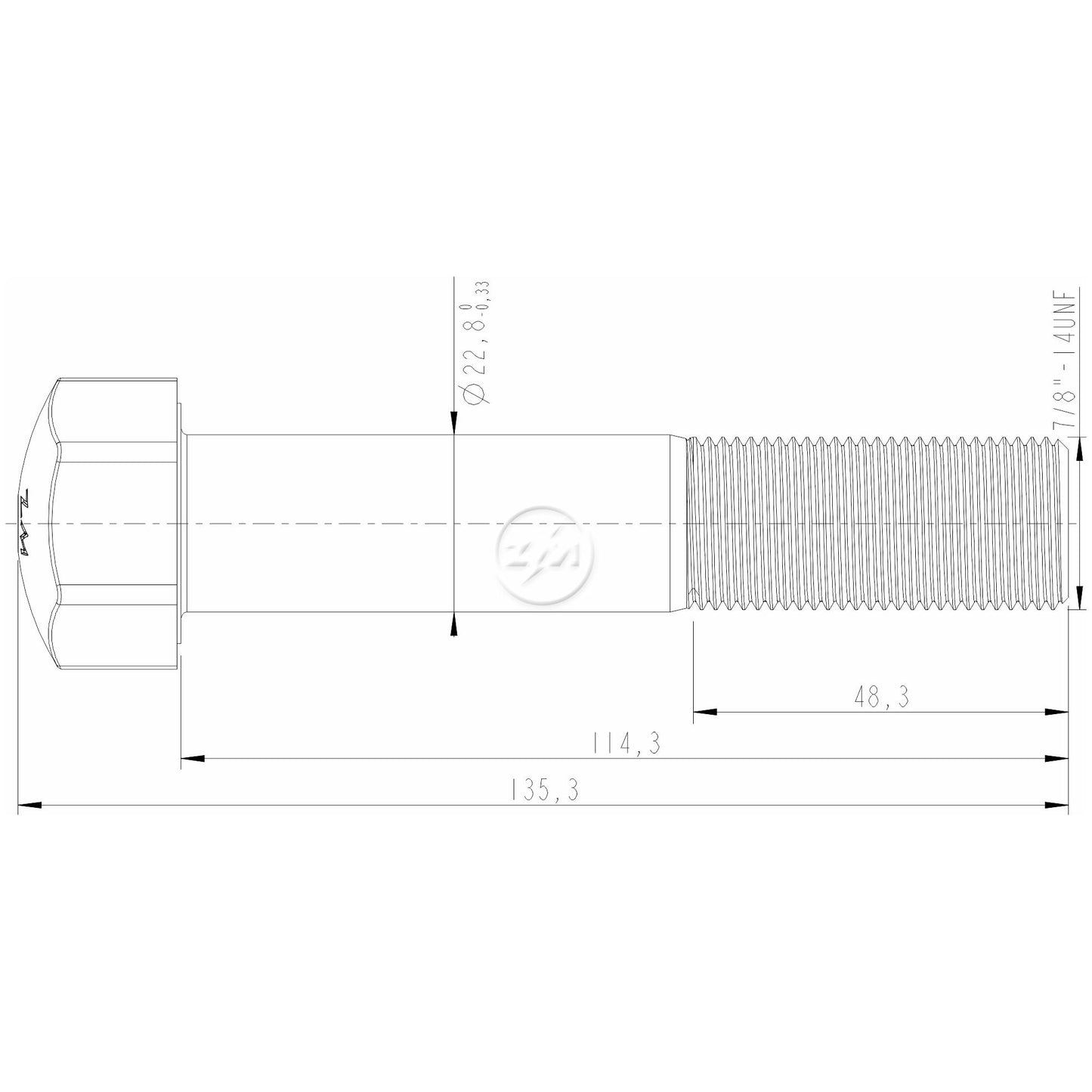 Kit 24 Parafuso da Esteira 7/8"-14UNF x 4,1/2" - ZM - 3070858 - (2)