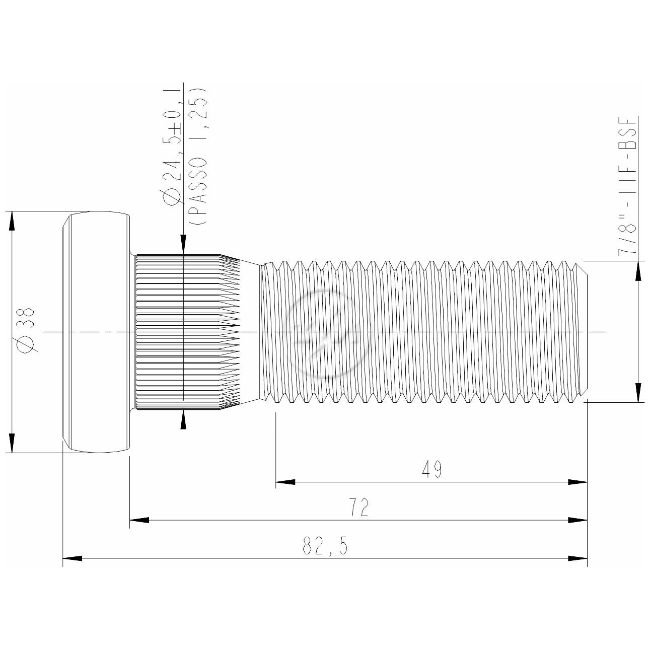 Kit 50 Parafuso de Roda 7/8"-11BSF x 72/82,5 - ZM - 3078010 - (2)