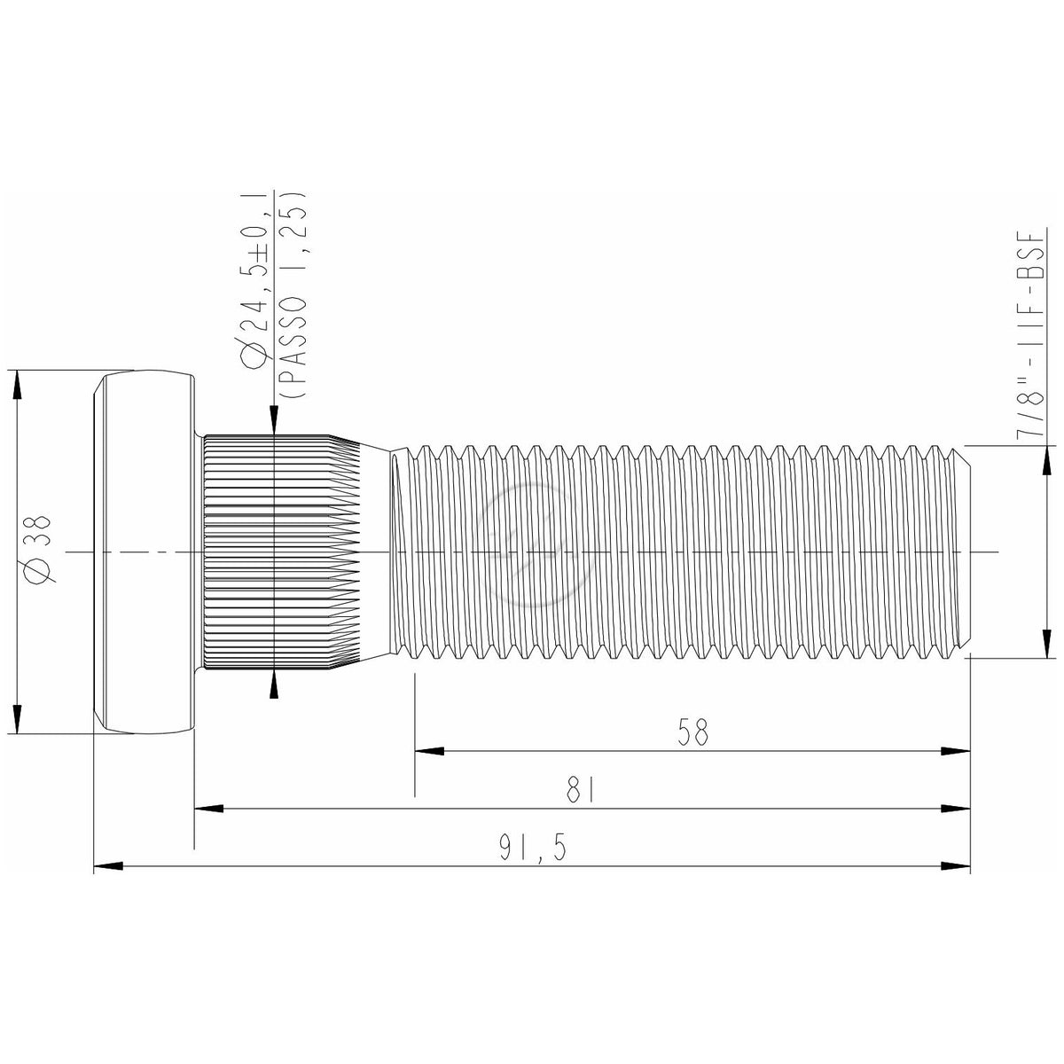 Kit 40 Parafuso de Roda 7/8"-11BSF x 81/91,5 - ZM - 3078012 - (2)