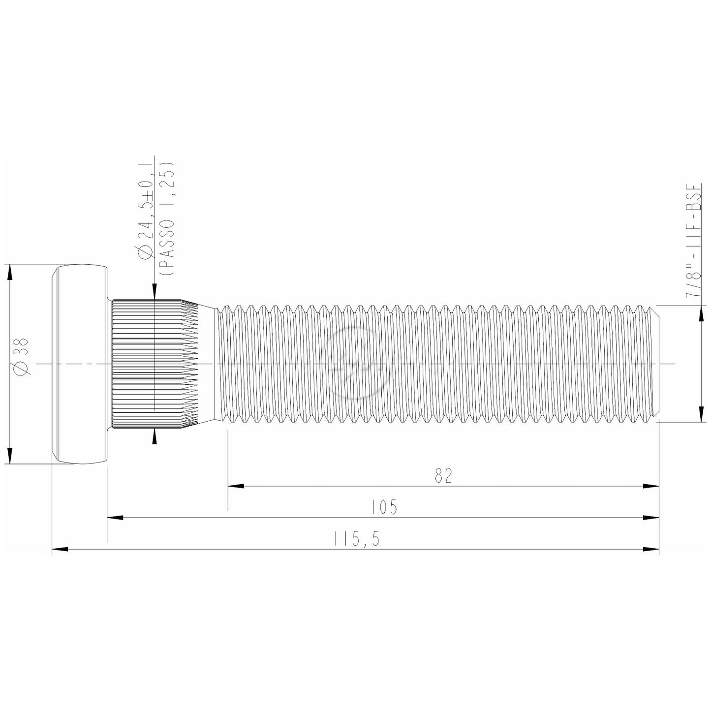 Kit 30 Parafuso de Roda 7/8"-11BSF x 105/115,5 - ZM - 3078015 - (2)