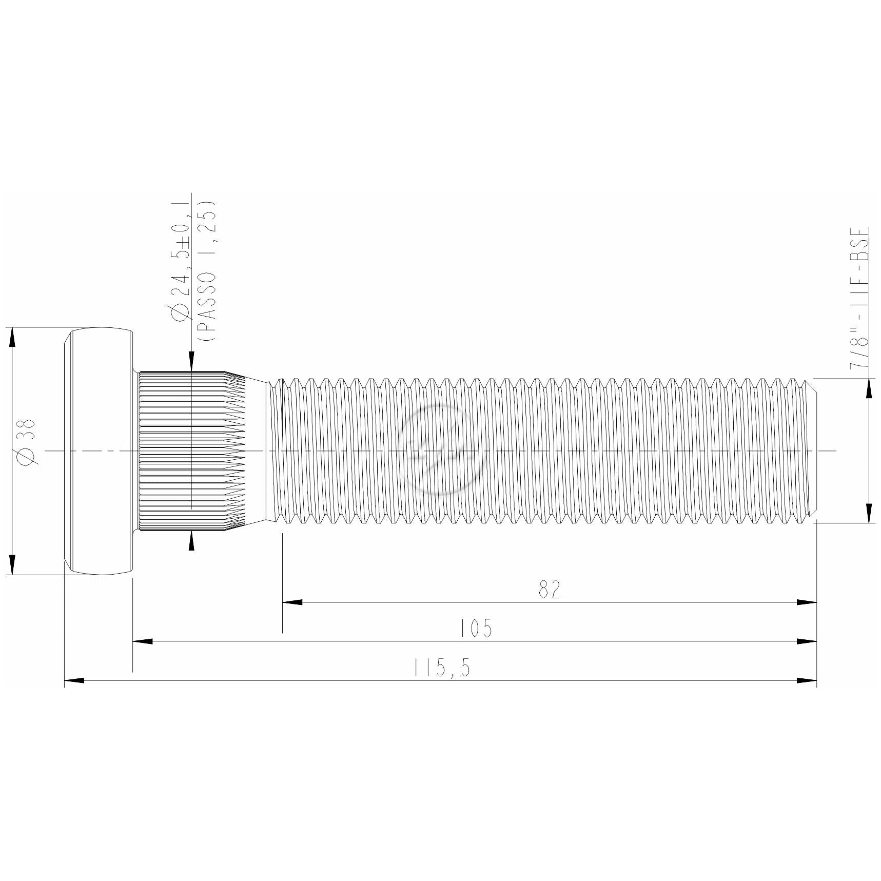 Kit 30 Parafuso de Roda 7/8"-11BSF x 105/115,5 - ZM - 3078015 - (2)