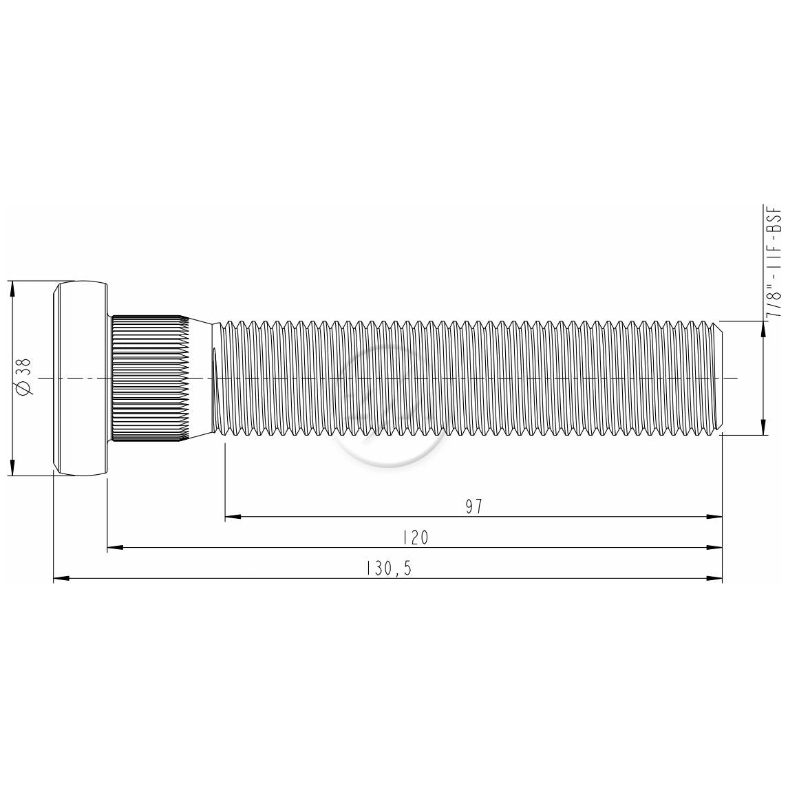 Kit 24 Parafuso de Roda 7/8"-11BSF x 120/130,5 - ZM - 3078016 - (2)