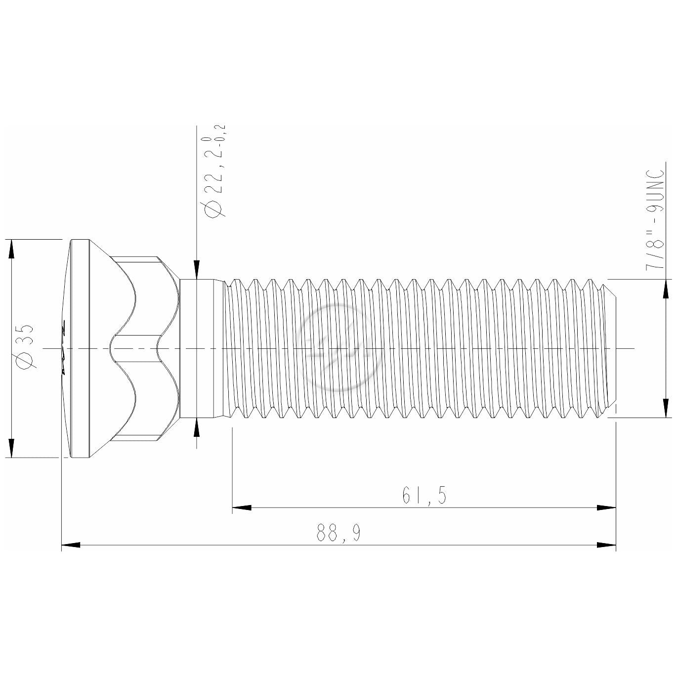 Kit 50 Parafuso Lâmina Trator 7/8"-9UNC x 3,1/2" - ZM - 3078075 - (2)