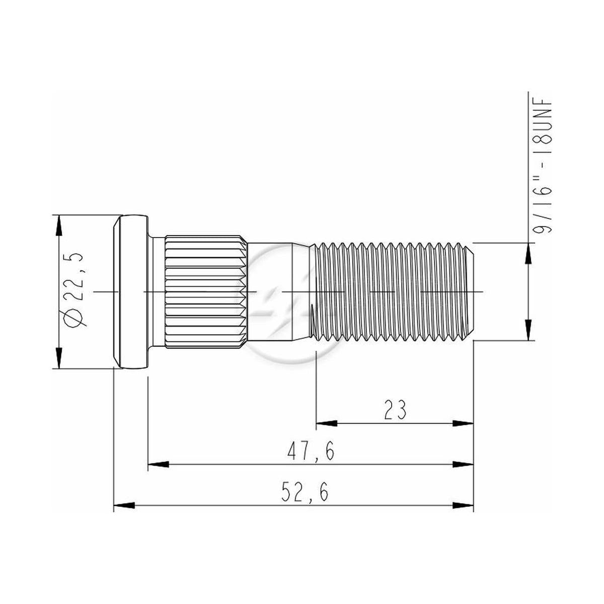 Kit 50 Parafuso de Roda 9/16"-18UNF x 47,6/52,6 - ZM - 3091630 - (2)