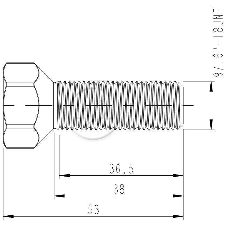 Kit 50 Parafuso Roda 9/16"-18UNF x 38/53 x CH7/8" - ZM - 3091631 - (2)