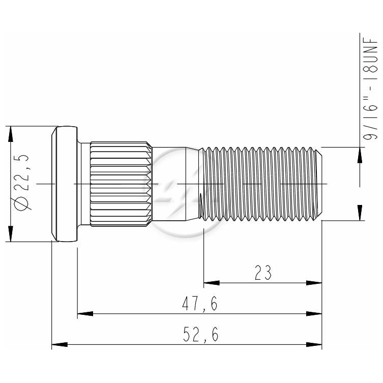 Kit 50 Parafuso de Roda 9/16"-18UNF x 47,6/52,6 - ZM - 3091640 - (2)