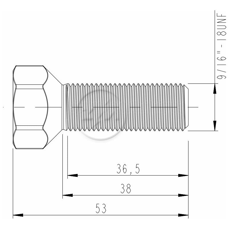 Kit 50 Parafuso Roda 9/16"-18UNF x 38/53 x CH7/8" - ZM - 3091641 - (2)