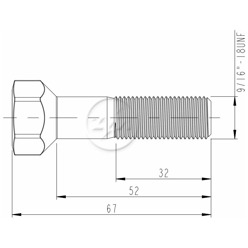 Kit 50 Parafuso Roda 9/16"-18UNF x 52/67 x CH7/8" - ZM - 3091643 - (2)