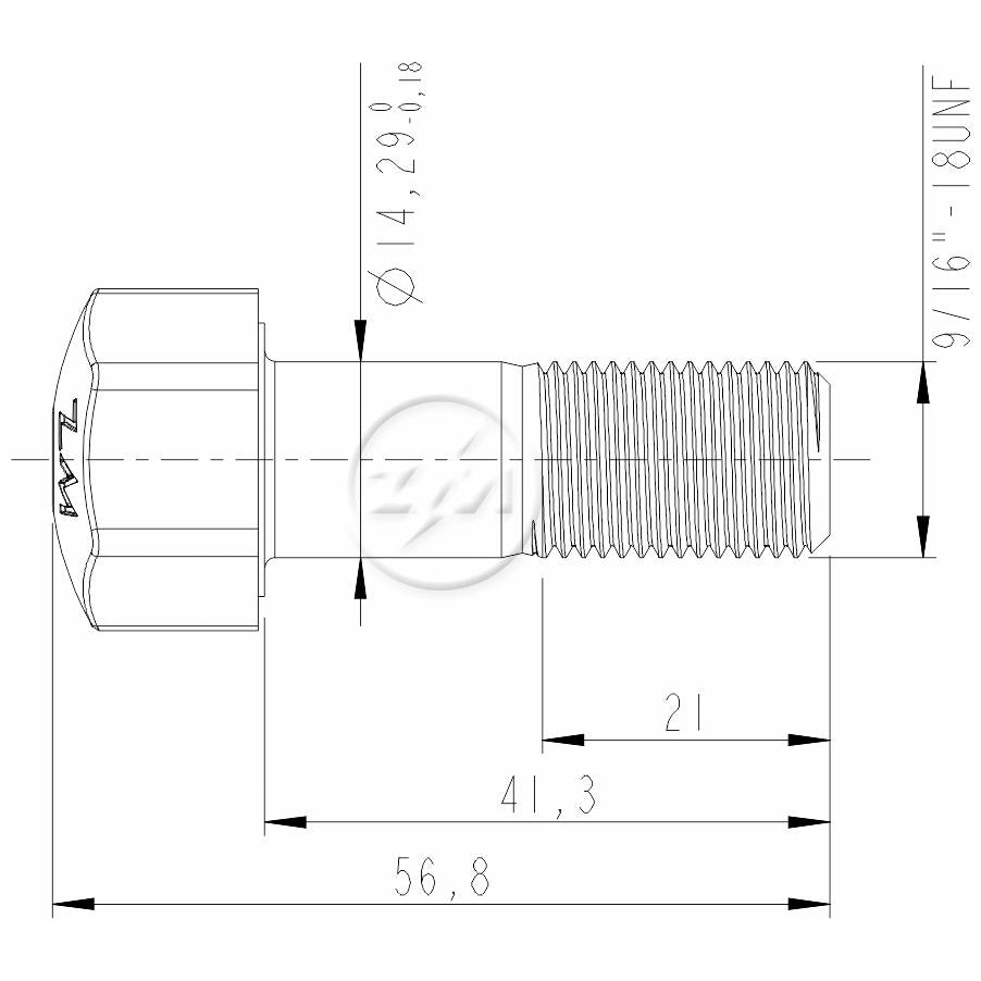 Kit 50 Parafuso da Esteira 9/16"-18UNF x 1,5/8" - ZM - 3091650 - (2)