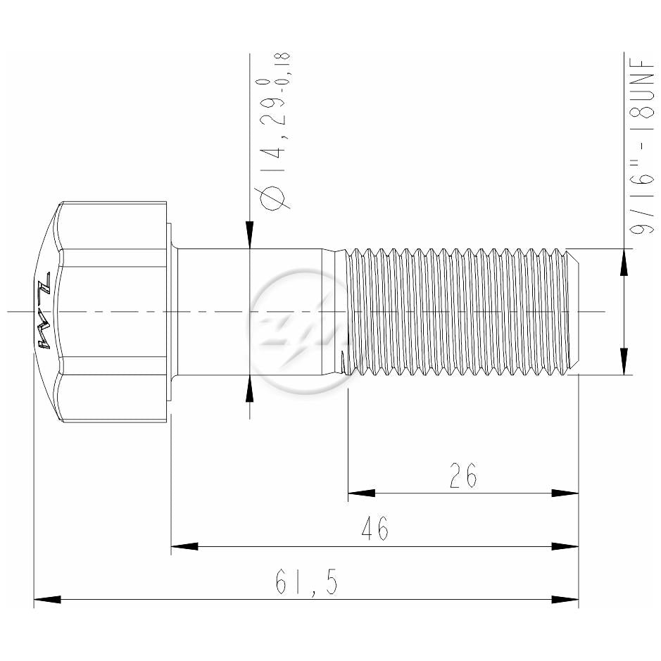 Kit 50 Parafuso da Esteira 9/16"-18UNF x 1,13/16" - ZM - 3091651 - (2)