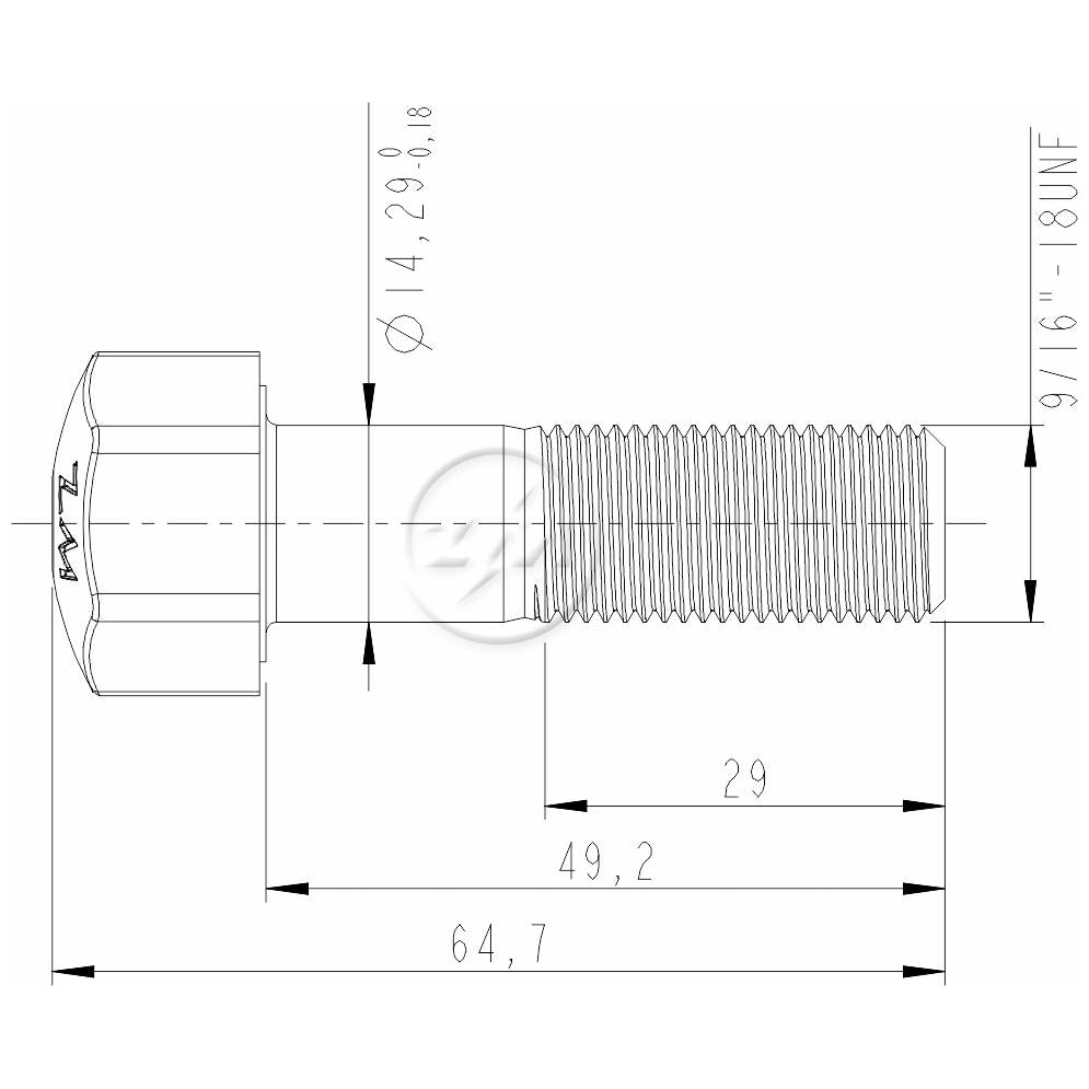 Kit 50 Parafuso da Esteira 9/16"-18UNF x 1,15/16" - ZM - 3091652 - (2)