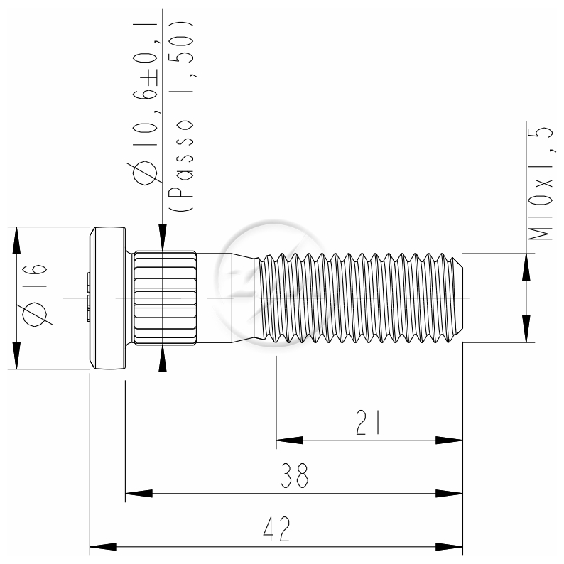 Kit 50 Parafuso Suspensor Pneumático M10-1,5x38/42 - ZM - 3201001 - (2)