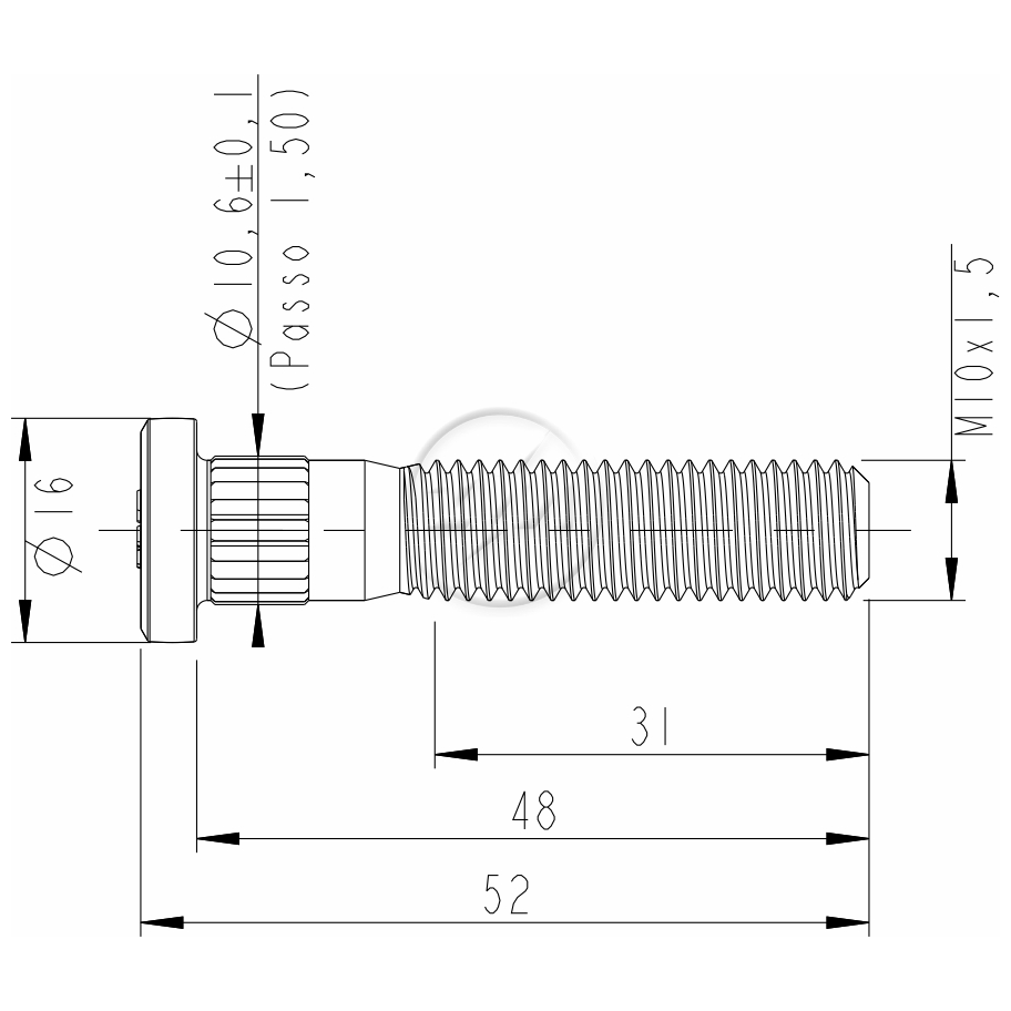 Kit 50 Parafuso Suspensor Pneumático M10-1,5x48/52 - ZM - 3201002 - (2)