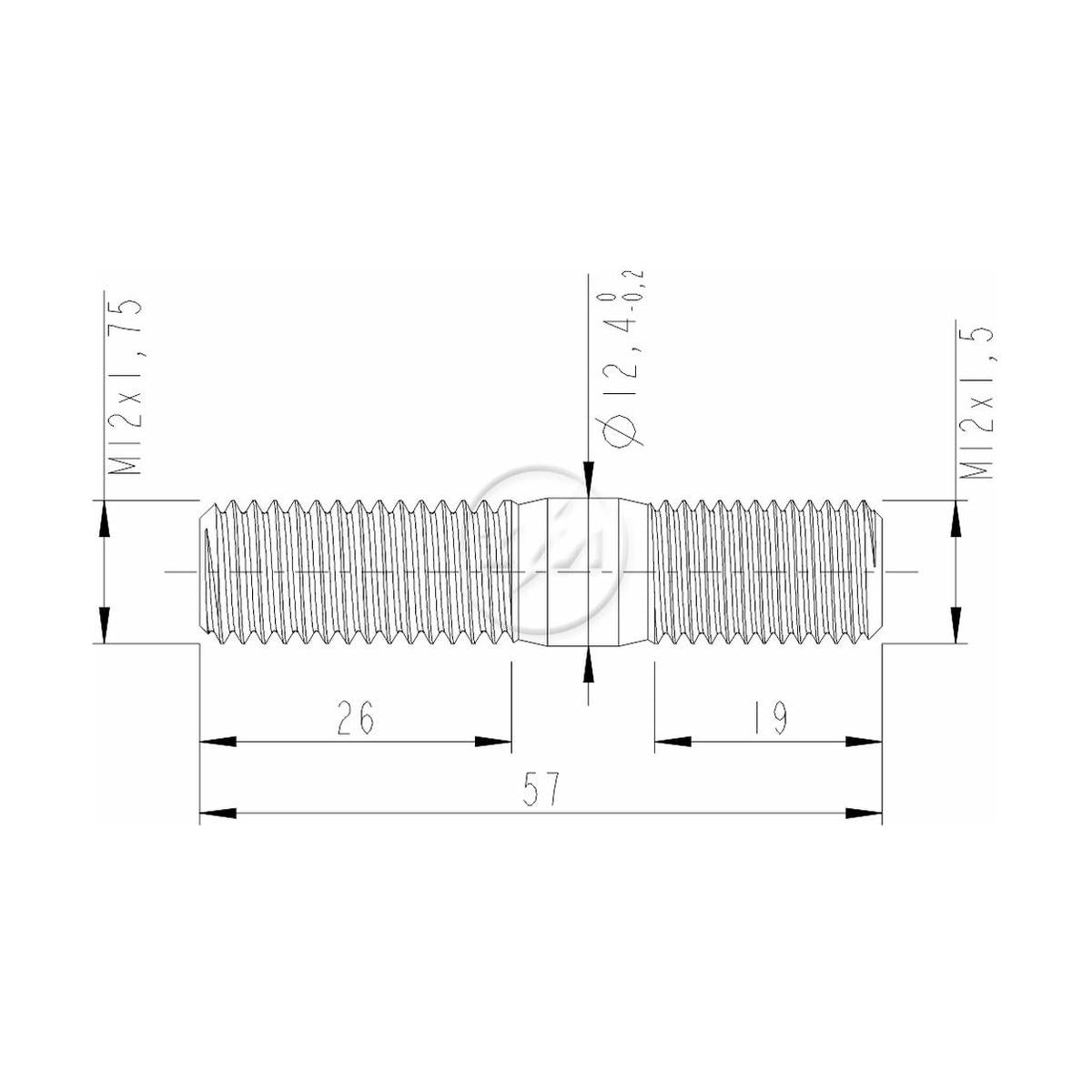 Kit 50 Prisioneiro de Roda M12-1,5 X M12-1,75 X 57 - ZM - 3201280 - (2)