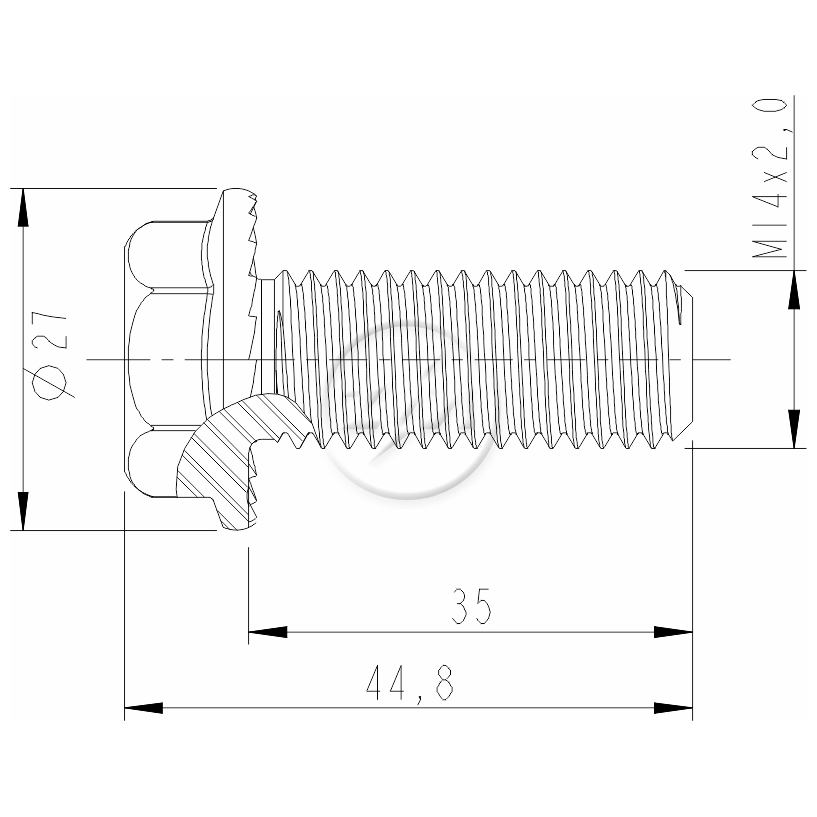 Kit 50 Parafuso do Pino Rei M14-2,0 X 35 X CH19 - ZM - 3201450 - (2)