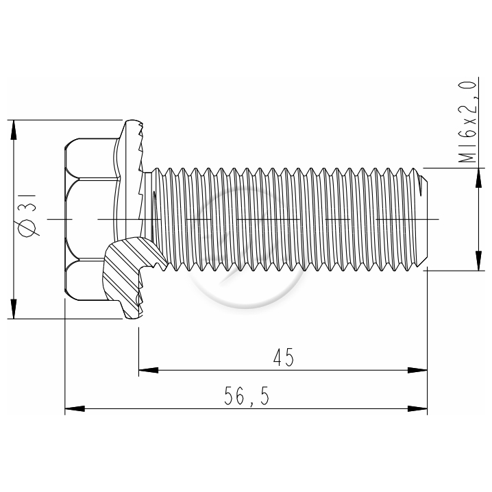 Kit 50 Parafuso do Pino Rei M16-2,0 X 45 X CH22 - ZM - 3201650 - (2)