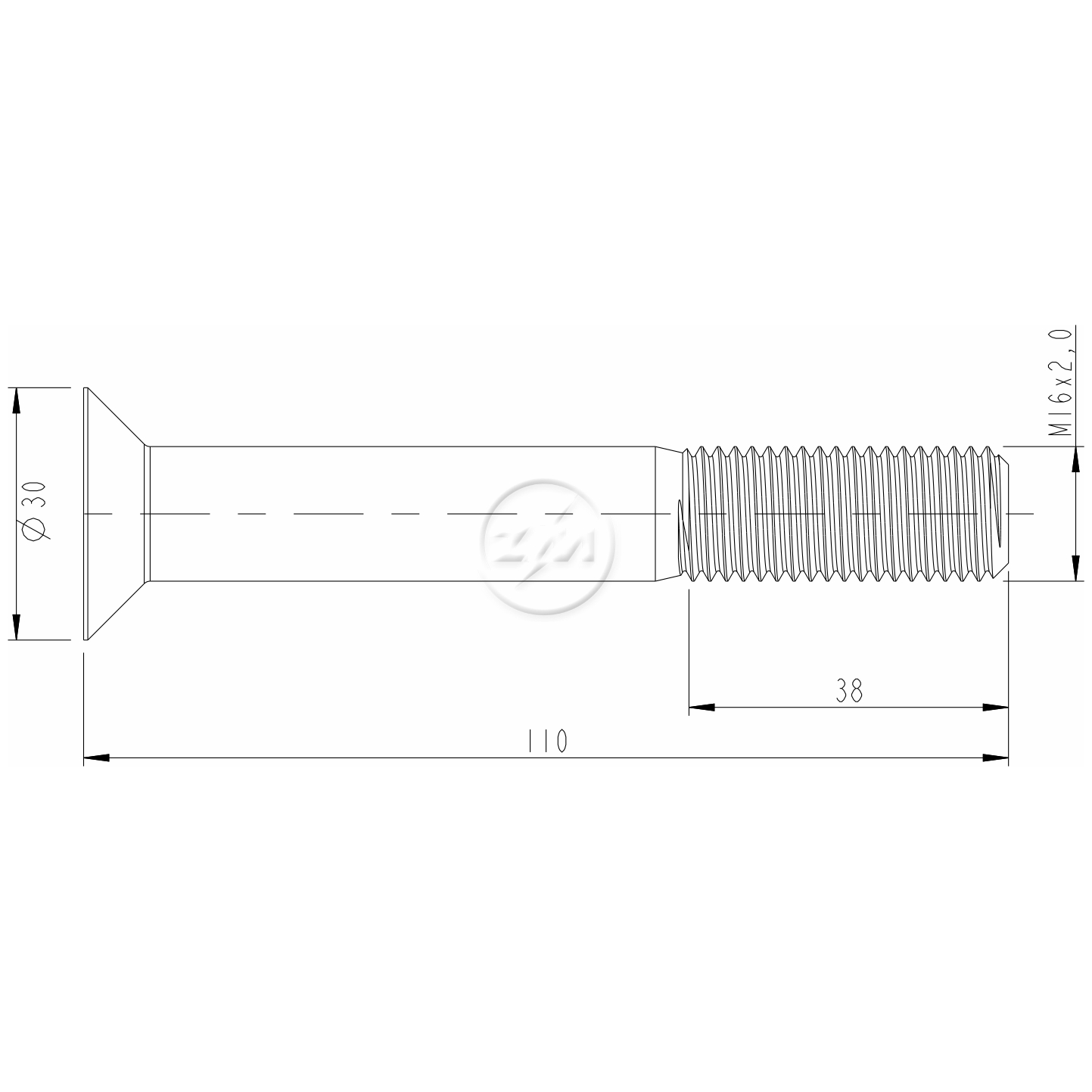 Kit 50 Parafuso Quinta Roda M16-2,0 X 110 X CH10 - ZM - 3201655 - (2)
