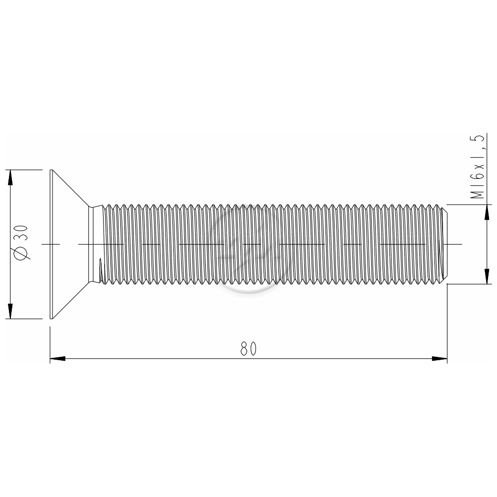 Kit 25 Parafuso da Quinta Roda M16-1,5 X 80 X CH10 - ZM - 3201656 - (2)