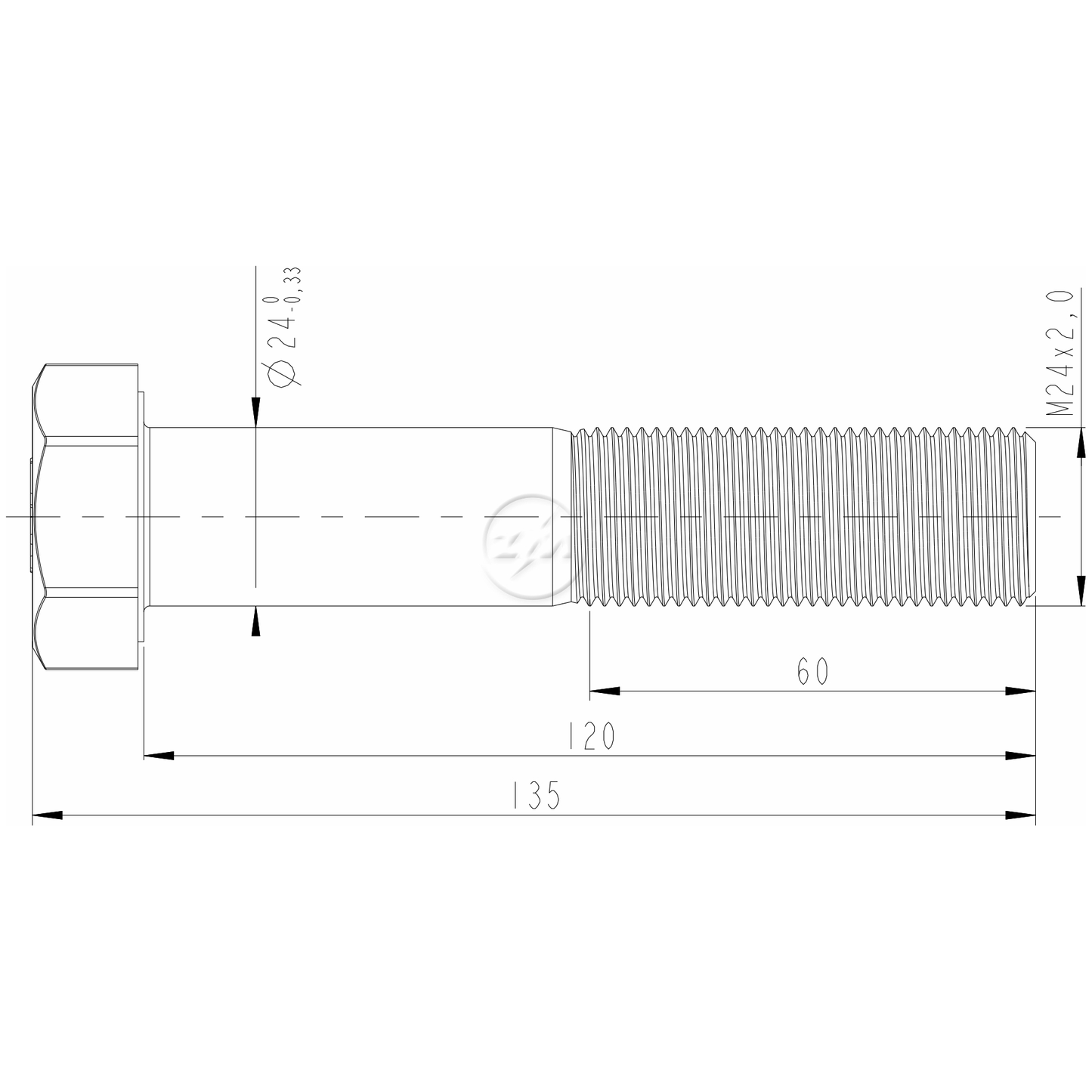 Kit 30 Parafuso Pino Tensor M24-2,0 X 120 X CH36 - ZM - 3202410 - (2)